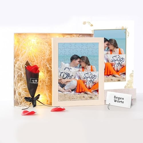 Entwerfen Sie Ihr eigenes Bild-Puzzle mit Holz-Fotorahmen benutzerdefinierte Foto-Puzzle personalisiertes Geschenk für Erwachsene & Kinder Familie, Hochzeit, Graduierung von GEXHSRGD