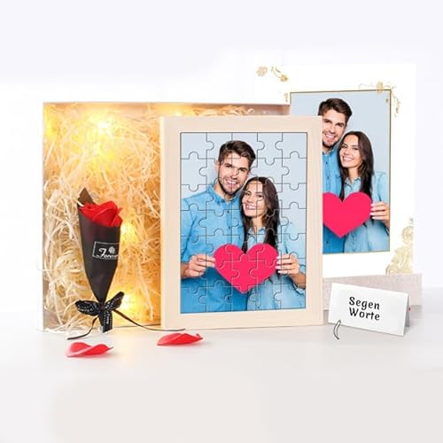 Entwerfen Sie Ihr eigenes Bild-Puzzle mit Holz-Fotorahmen benutzerdefinierte Foto-Puzzle personalisiertes Geschenk für Erwachsene & Kinder Familie, Hochzeit, Graduierung von GEXHSRGD