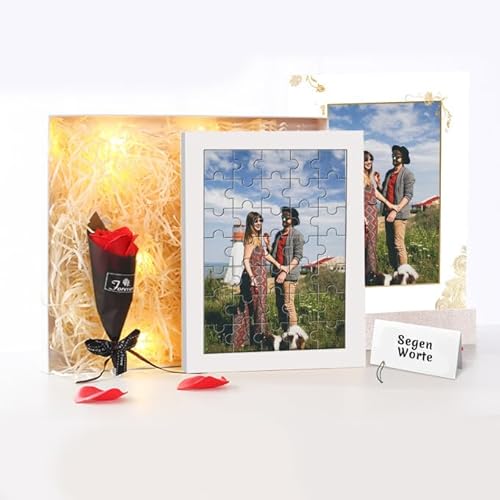 Entwerfen Sie Ihr eigenes Bild-Puzzle mit Holz-Fotorahmen benutzerdefinierte Foto-Puzzle personalisiertes Geschenk für Erwachsene & Kinder Familie, Hochzeit, Graduierung von GEXHSRGD