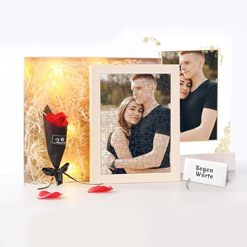 Entwerfen Sie Ihr eigenes Bild-Puzzle mit Holz-Fotorahmen benutzerdefinierte Foto-Puzzle personalisiertes Geschenk für Erwachsene & Kinder Familie, Hochzeit, Graduierung von GEXHSRGD