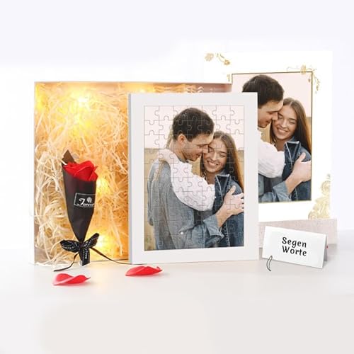 Entwerfen Sie Ihr eigenes Bild-Puzzle mit Holz-Fotorahmen benutzerdefinierte Foto-Puzzle personalisiertes Geschenk für Erwachsene & Kinder Familie, Hochzeit, Graduierung von GEXHSRGD