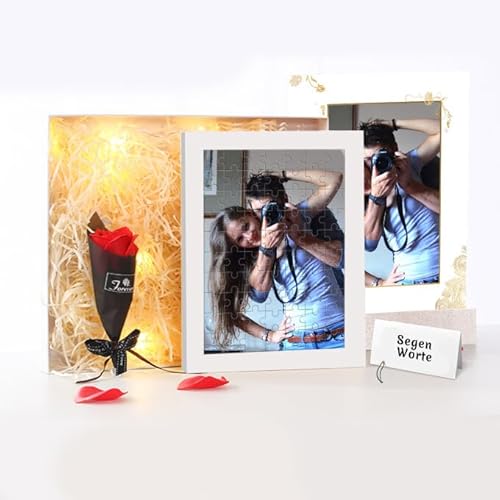 Entwerfen Sie Ihr eigenes Bild-Puzzle mit Holz-Fotorahmen benutzerdefinierte Foto-Puzzle personalisiertes Geschenk für Erwachsene & Kinder Familie, Hochzeit, Graduierung von GEXHSRGD