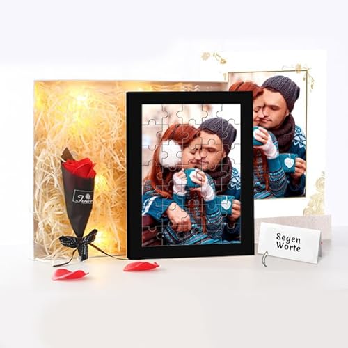 Entwerfen Sie Ihr eigenes Bild-Puzzle mit Holz-Fotorahmen benutzerdefinierte Foto-Puzzle personalisiertes Geschenk für Erwachsene & Kinder Familie, Hochzeit, Graduierung von GEXHSRGD