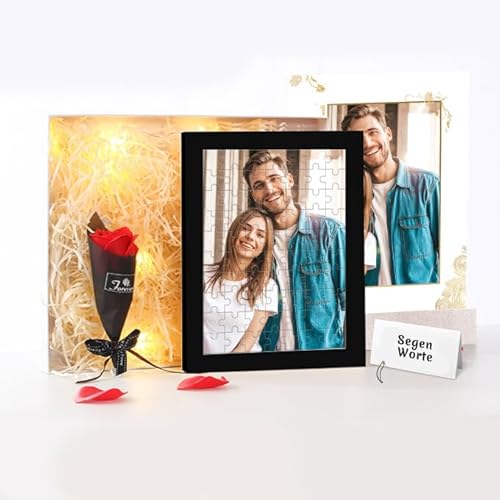 Entwerfen Sie Ihr eigenes Bild-Puzzle mit Holz-Fotorahmen benutzerdefinierte Foto-Puzzle personalisiertes Geschenk für Erwachsene & Kinder Familie, Hochzeit, Graduierung von GEXHSRGD