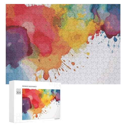 Aquarell-Farbspritzer, Puzzle, 300 Teile, personalisierbar, Aquarellfarbspritzer, Fotopuzzle, herausforderndes Bilderpuzzle für Erwachsene, personalisierbares Puzzle mit Aufbewahrungstasche (39,9 x von GFLFMXZW