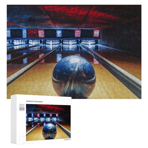 Bowling-Puzzle, 300 Teile, personalisiertes Puzzle, Bowling-Fotopuzzle, herausforderndes Bild, Puzzle für Erwachsene, personalisierbares Puzzle mit Aufbewahrungstasche (39,9 x 27,9 cm) von GFLFMXZW