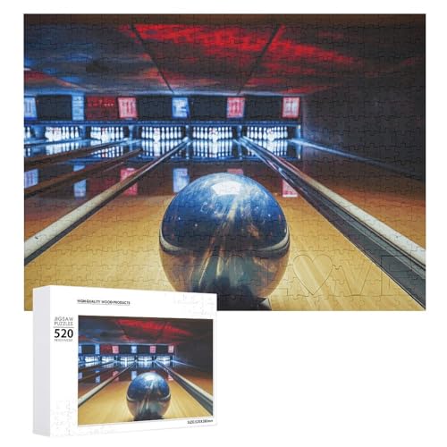 Bowling-Puzzle, 520 Teile, personalisiertes Puzzle, Bowling-Fotopuzzle, herausforderndes Bild, Puzzle für Erwachsene, personalisierbares Puzzle mit Aufbewahrungstasche (52,1 x 38,1 cm) von GFLFMXZW