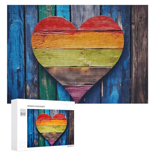 Bunte Herz-Mal-Puzzle, 300 Teile, personalisierbar, buntes Herzgemälde, Fotopuzzle, herausforderndes Bild, Puzzle für Erwachsene, personalisierbares Puzzle mit Aufbewahrungstasche (39,9 x 27,9 cm) von GFLFMXZW