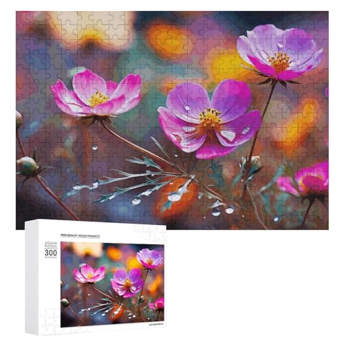 Bunte kleine Blumen-Puzzle, 300 Teile, personalisierbar, bunt, kleine Blume, Fotopuzzle, herausforderndes Bild, Puzzle für Erwachsene, personalisierbares Puzzle mit Aufbewahrungstasche (39,9 x 27,9 von GFLFMXZW