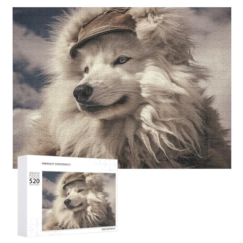 Ein weißer Wolf Puzzle, 520 Teile, personalisiertes Puzzle, ein weißer Wolf, Fotopuzzle, herausforderndes Bilderpuzzle für Erwachsene, personalisierbares Puzzle mit Aufbewahrungstasche (52,1 x 38,1 von GFLFMXZW