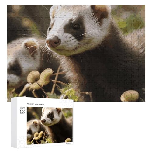 Frettchen-Puzzle, 300 Teile, personalisiertes Puzzle, Frettchen-Fotopuzzle, herausforderndes Bild, Puzzle für Erwachsene, personalisierbares Puzzle mit Aufbewahrungstasche (39,9 x 27,9 cm) von GFLFMXZW