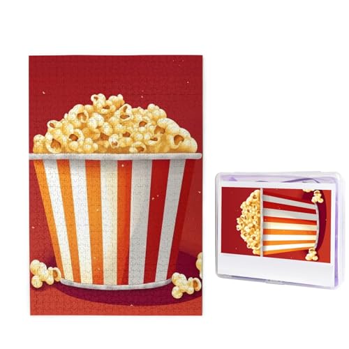 GFLFMXZW Puzzles, 1000 Teile, personalisierbar, Cartoon-Popcorn-Fotopuzzle, herausforderndes Bild, Puzzle für Erwachsene, personalisierbares Puzzle mit Aufbewahrungstasche (50 x 74,9 cm) von GFLFMXZW