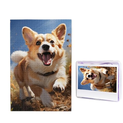 GFLFMXZW Puzzles, 1000 Teile, personalisierbar, Corgi-Fotopuzzle, herausforderndes Bild, Puzzle für Erwachsene, personalisierbares Puzzle mit Aufbewahrungstasche (50 x 74,9 cm) von GFLFMXZW