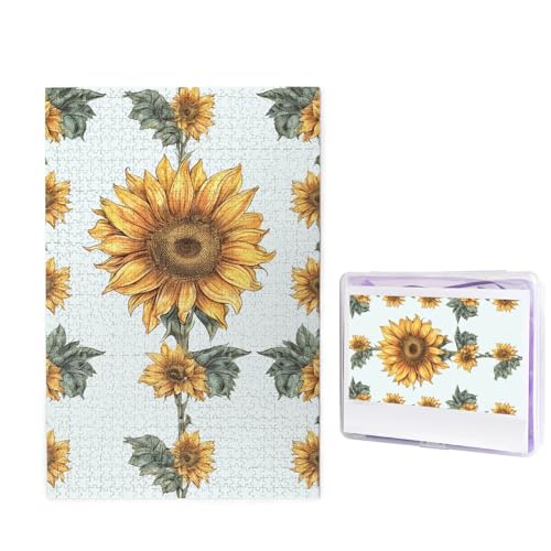 GFLFMXZW Puzzles, 1000 Teile, personalisierbar, Sonnenblume, handbemalt, Blumenfotopuzzle, herausforderndes Bild, Puzzle für Erwachsene, personalisierbares Puzzle mit Aufbewahrungstasche (50 x 74,9 von GFLFMXZW