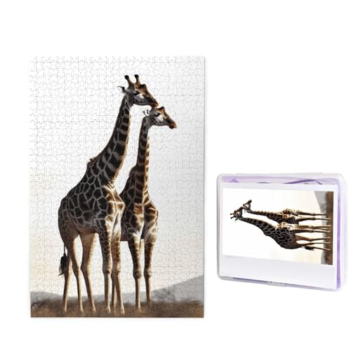 GFLFMXZW Puzzles, 1000 Teile, personalisierbar, afrikanische Giraffe, Fotopuzzle, herausforderndes Bild, Puzzle für Erwachsene, personalisierbares Puzzle mit Aufbewahrungstasche (50 x 74,9 cm) von GFLFMXZW