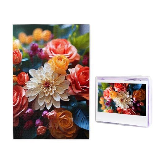 GFLFMXZW Puzzles, 1000 Teile, personalisierbar, bunt, Blumen, Fotopuzzle, herausforderndes Bild, Puzzle für Erwachsene, personalisierbares Puzzle mit Aufbewahrungstasche (50 x 74,9 cm) von GFLFMXZW