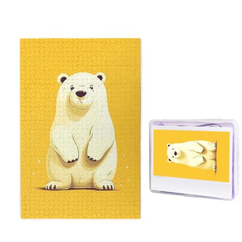 GFLFMXZW Puzzles, 1000 Teile, personalisierbar, niedliches Cartoon-Eisbär-Fotopuzzle, herausforderndes Bild, Puzzle für Erwachsene, personalisierbares Puzzle mit Aufbewahrungstasche (50 x 74,9 cm) von GFLFMXZW