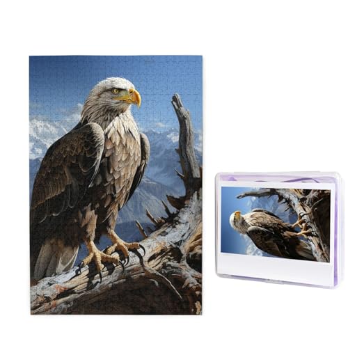 GFLFMXZW Puzzles, 1000 Teile, personalisierbares Puzzle, ein einsamer Adler, Fotopuzzle, herausforderndes Bilder-Puzzle für Erwachsene, personalisierbares Puzzle mit Aufbewahrungstasche (50 x 74,9 cm) von GFLFMXZW