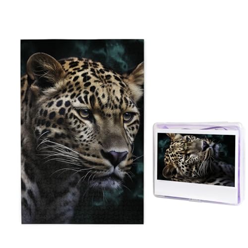 GFLFMXZW Puzzles, 1000 Teile, personalisierte Puzzle, Flagge mit Leoparden-Fotopuzzle, herausforderndes Bild, Puzzle für Erwachsene, personalisierbares Puzzle mit Aufbewahrungstasche (50 x 74,9 cm) von GFLFMXZW