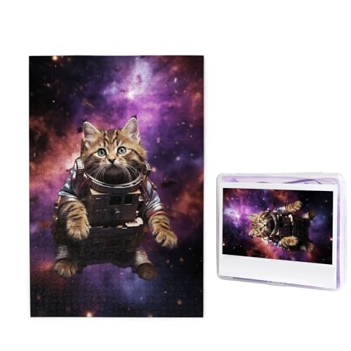 GFLFMXZW Puzzles, 1000 Teile, personalisierte Puzzle, eine Katze im Weltraum, Fotopuzzle, herausforderndes Bild, Puzzle für Erwachsene, personalisierbares Puzzle mit Aufbewahrungstasche (50 x 74,9 cm) von GFLFMXZW