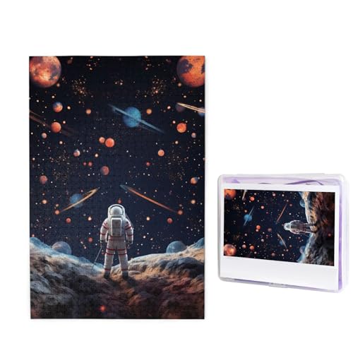 GFLFMXZW Puzzles, 1000 Teile, personalisiertes Puzzle, Astronauten und Planeten, Fotopuzzle, herausforderndes Bildrätsel für Erwachsene, personalisiertes Puzzle mit Aufbewahrungstasche (50 x 74,9 cm) von GFLFMXZW