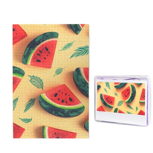 GFLFMXZW Puzzles, 1000 Teile, personalisiertes Puzzle, Sommer-Wassermelonen-Fotopuzzle, herausforderndes Bild, Puzzle für Erwachsene, personalisierbares Puzzle mit Aufbewahrungstasche (50 x 74,9 cm) von GFLFMXZW