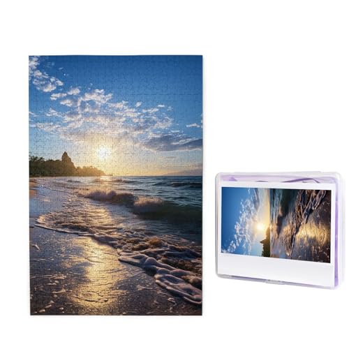 GFLFMXZW Puzzles, 1000 Teile, personalisiertes Puzzle, Strandblick, Fotopuzzle, herausforderndes Bild, Puzzle für Erwachsene, personalisierbares Puzzle mit Aufbewahrungstasche (50 x 74,9 cm) von GFLFMXZW