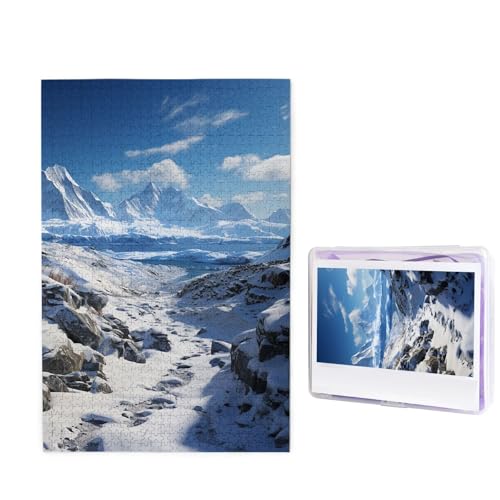 GFLFMXZW Puzzles, 1000 Teile, personalisiertes Puzzle, spektakuläres schneebedecktes Fotopuzzle, herausforderndes Bilder-Puzzle für Erwachsene, personalisiertes Puzzle mit Aufbewahrungstasche (50 x von GFLFMXZW