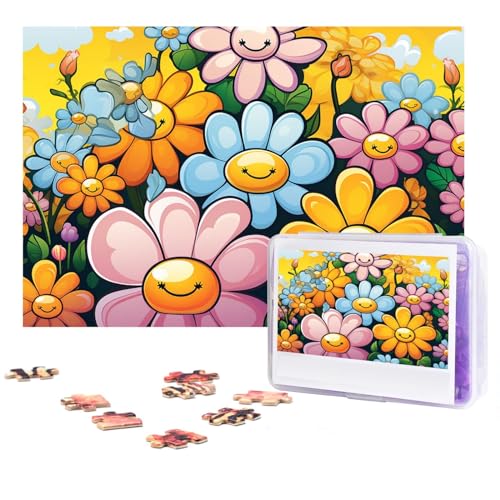 GFLFMXZW Puzzles, 500 Teile, personalisierbar, Cartoon, niedliche Blumen, Fotopuzzle, herausforderndes Bild, Puzzle für Erwachsene, personalisierbares Puzzle mit Aufbewahrungstasche (38,1 x 25,9 cm) von GFLFMXZW