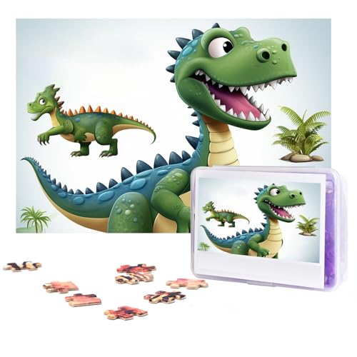 GFLFMXZW Puzzles, 500 Teile, personalisierbar, Cartoon-Dinosaurier-Bilder, Fotopuzzle, herausforderndes Bild, Puzzle für Erwachsene, personalisierbares Puzzle mit Aufbewahrungstasche (38,1 x 25,9 cm) von GFLFMXZW