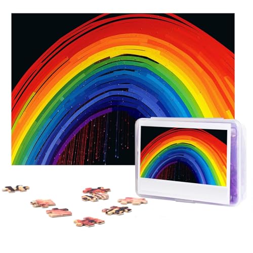 GFLFMXZW Puzzles, 500 Teile, personalisierbar, Regenbogen-Fotopuzzle, herausforderndes Bild, Puzzle für Erwachsene, personalisierbares Puzzle mit Aufbewahrungstasche (38,1 x 25,9 cm) von GFLFMXZW