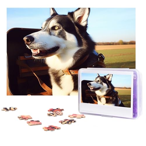 GFLFMXZW Puzzles, 500 Teile, personalisierbar, Reise-Hunde-Fotopuzzle, herausforderndes Bild, Puzzle für Erwachsene, personalisierbares Puzzle mit Aufbewahrungstasche (38,1 x 25,9 cm) von GFLFMXZW