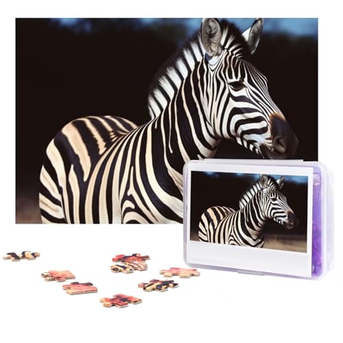 GFLFMXZW Puzzles, 500 Teile, personalisierbar, Tier-Zebra-Fotopuzzle, herausforderndes Bild, Puzzle für Erwachsene, personalisierbares Puzzle mit Aufbewahrungstasche (38,1 x 25,9 cm) von GFLFMXZW