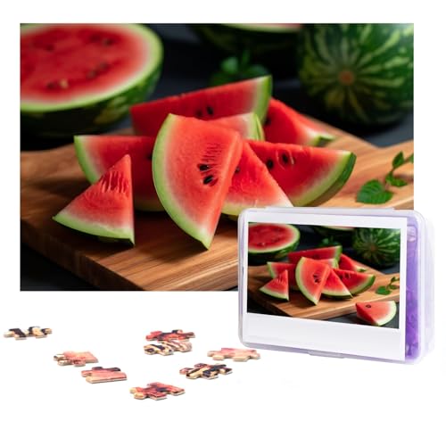 GFLFMXZW Puzzles, 500 Teile, personalisierbar, Wassermelonen-Fotopuzzle, herausforderndes Bilder-Puzzle für Erwachsene, personalisierbares Puzzle mit Aufbewahrungstasche (38,1 x 25,9 cm) von GFLFMXZW