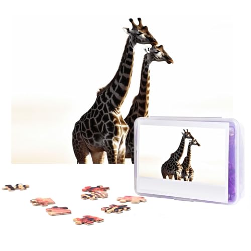 GFLFMXZW Puzzles, 500 Teile, personalisierbar, afrikanische Giraffe, Fotopuzzle, herausforderndes Bild, Puzzle für Erwachsene, personalisierbares Puzzle mit Aufbewahrungstasche (38,1 x 25,9 cm) von GFLFMXZW