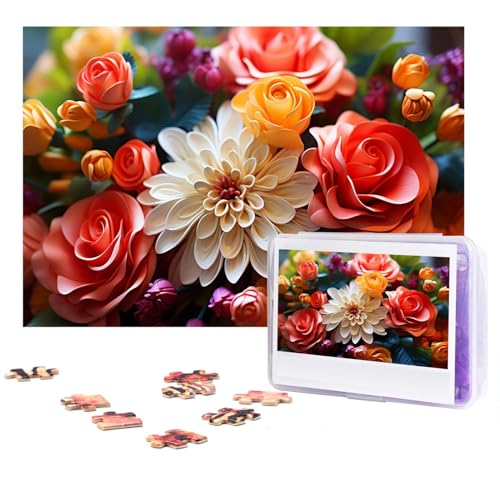 GFLFMXZW Puzzles, 500 Teile, personalisierbar, bunt, Blumen, Fotopuzzle, herausforderndes Bild, Puzzle für Erwachsene, personalisierbares Puzzle mit Aufbewahrungstasche (38,1 x 25,9 cm) von GFLFMXZW