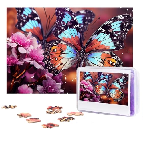 GFLFMXZW Puzzles, 500 Teile, personalisierbar, bunte Schmetterlinge, Fotopuzzle, herausforderndes Bild, Puzzle für Erwachsene, personalisierbares Puzzle mit Aufbewahrungstasche (38,1 x 25,9 cm) von GFLFMXZW