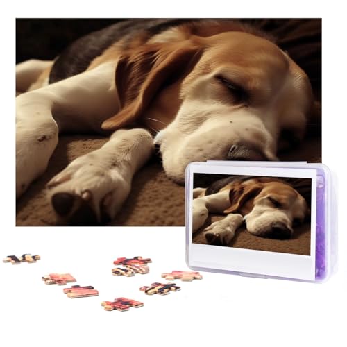 GFLFMXZW Puzzles, 500 Teile, personalisierbar, schlafender Hund, Fotopuzzle, herausforderndes Bild, Puzzle für Erwachsene, personalisierbares Puzzle mit Aufbewahrungstasche (38,1 x 25,9 cm) von GFLFMXZW