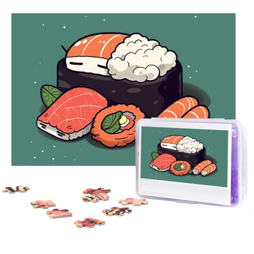 GFLFMXZW Puzzles, 500 Teile, personalisierbar, schlafendes Sushi-Fotopuzzle, herausforderndes Bild, Puzzle für Erwachsene, personalisierbares Puzzle mit Aufbewahrungstasche (38,1 x 25,9 cm) von GFLFMXZW