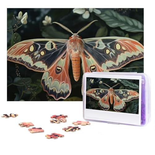 GFLFMXZW Puzzles, 500 Teile, personalisierbar, schönes Motten-Fotopuzzle, herausforderndes Bild, Puzzle für Erwachsene, personalisierbares Puzzle mit Aufbewahrungstasche (38,1 x 25,9 cm) von GFLFMXZW