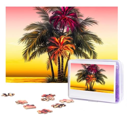 GFLFMXZW Puzzles, 500 Teile, personalisierbar, tropische Blume, Palme, Fotopuzzle, herausforderndes Bild, Puzzle für Erwachsene, personalisierbares Puzzle mit Aufbewahrungstasche (38,1 x 25,9 cm) von GFLFMXZW