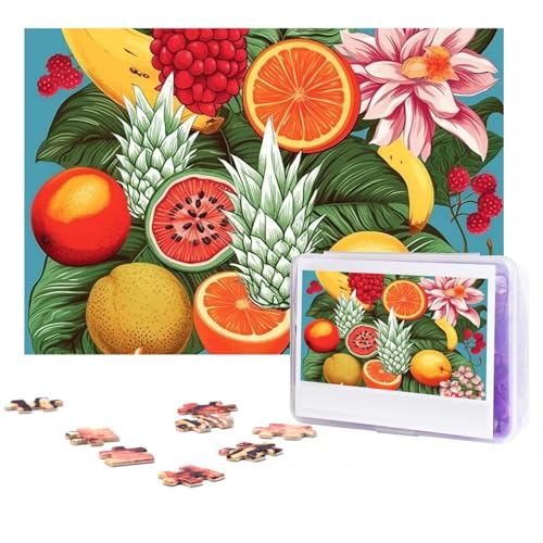 GFLFMXZW Puzzles, 500 Teile, personalisierbar, tropische Früchte und Blumen, Fotopuzzle, herausforderndes Bild, Puzzle für Erwachsene, personalisierbares Puzzle mit Aufbewahrungstasche (38,1 x 25,9 von GFLFMXZW