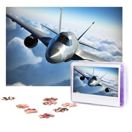 GFLFMXZW Puzzles, 500 Teile, personalisierbares Puzzle, fliegendes Flugzeug, Fotopuzzle, herausforderndes Bild, Puzzle für Erwachsene, personalisierbares Puzzle mit Aufbewahrungstasche (38,1 x 25,9 von GFLFMXZW