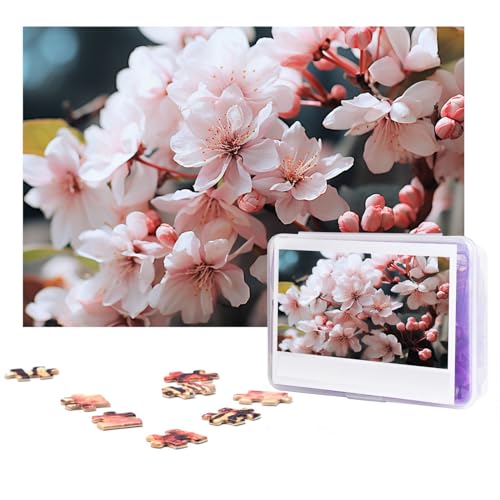 GFLFMXZW Puzzles, 500 Teile, personalisierte Puzzles, weiße Blumen, Fotopuzzle, herausforderndes Bild, Puzzle für Erwachsene, personalisierbares Puzzle mit Aufbewahrungstasche (38,1 x 25,9 cm) von GFLFMXZW