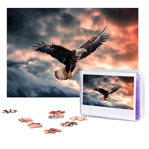 GFLFMXZW Puzzles, 500 Teile, personalisiertes Puzzle, Adler fliegt in der Luft, Fotopuzzle, herausforderndes Bilder-Puzzle für Erwachsene, personalisierbares Puzzle mit Aufbewahrungstasche (38,1 x von GFLFMXZW