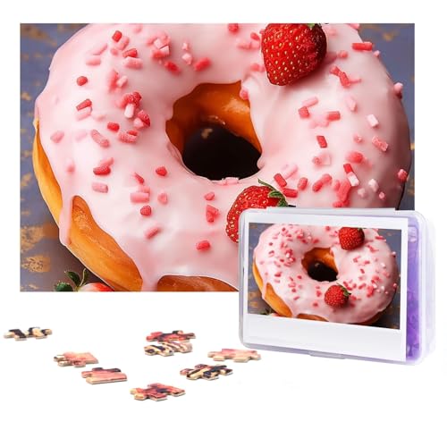 GFLFMXZW Puzzles, 500 Teile, personalisiertes Puzzle, Erdbeer-Donut-Fotopuzzle, herausforderndes Bilder-Puzzle für Erwachsene, personalisierbares Puzzle mit Aufbewahrungstasche (38,1 x 25,9 cm) von GFLFMXZW