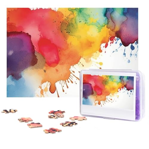 GFLFMXZW Puzzles, 500 Teile, personalisiertes Puzzle, Flecken von Aquarellfarben, Farbspritzer, Fotopuzzle, herausforderndes Bilderpuzzle für Erwachsene, personalisierbares Puzzle mit von GFLFMXZW