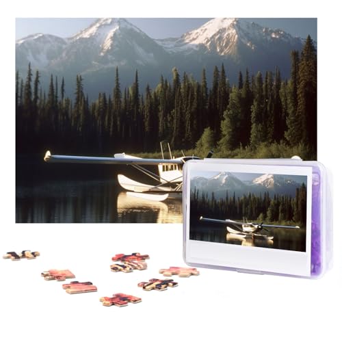 GFLFMXZW Puzzles, 500 Teile, personalisiertes Puzzle, Flugzeug am See, Fotopuzzle, herausforderndes Bild, Puzzle für Erwachsene, personalisierbares Puzzle mit Aufbewahrungstasche (38,1 x 25,9 cm) von GFLFMXZW