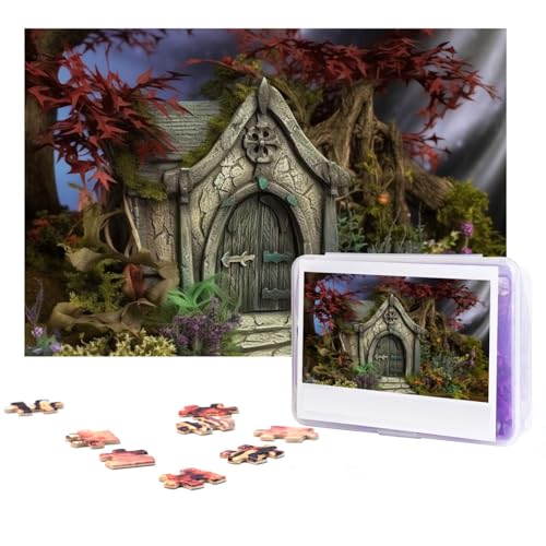 GFLFMXZW Puzzles, 500 Teile, personalisiertes Puzzle, Gothic-Färchengarten, Fotopuzzle, herausforderndes Bilder-Puzzle für Erwachsene, personalisierbares Puzzle mit Aufbewahrungstasche (38,1 x 25,9 von GFLFMXZW