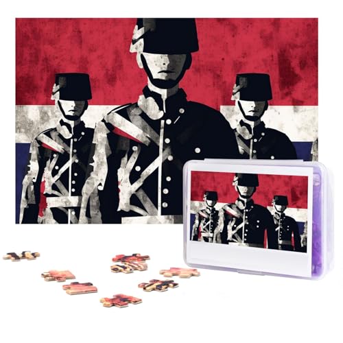 GFLFMXZW Puzzles, 500 Teile, personalisiertes Puzzle, Soldat vor amerikanischer Flagge, Fotopuzzle, herausforderndes Bilderpuzzle für Erwachsene, personalisierbares Puzzle mit Aufbewahrungstasche von GFLFMXZW